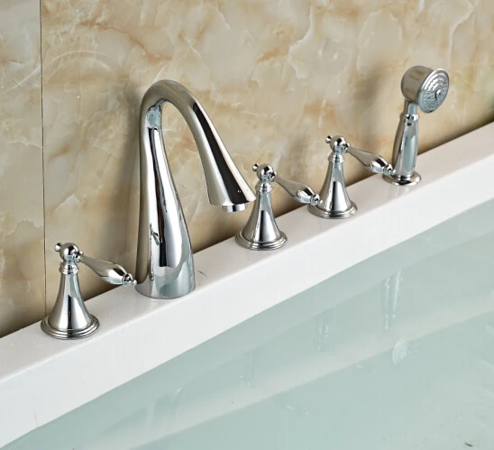 

Bathtub Faucet Elegant W/Hand Shower Hot&Cold Mixer Tap