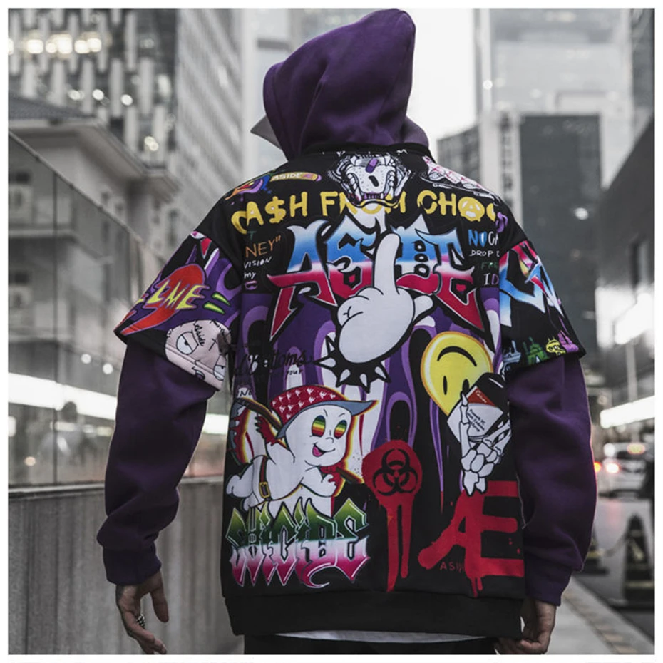 Hip Hop Hoodies Men Women Autumn Winter Letter Graffiti Printed Pullover Hoodie Male Fashion Streetwear Sweatshirts WG343