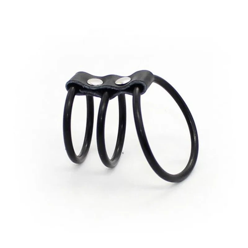 New 3 Ring Rubberleather Penis Ring Penis Clitoris Delay Cock Ring