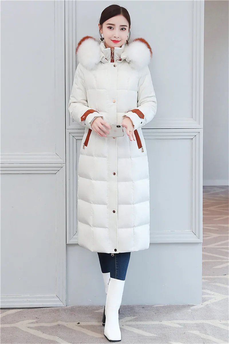 Flash Deal New Winter down jacket women Lengthen parka Fox big fur collar Hooded coat female Plus size Thicken high quality down coats 2199 9