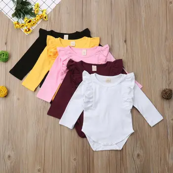 

Newborn Baby Girl Long Sleeve Ruffle Cotton Jumpsuit Outfit Clothes Bodysuits