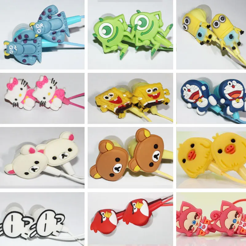 2016 new hot cartoon 3 5mm earphone Spongebob squarepants Despicable Me anime Headphone Hello Kitty Minions