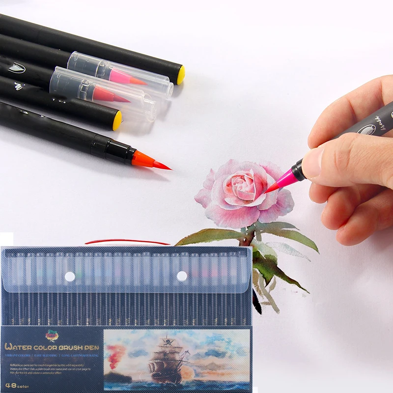 

12/20/24/48 Color Anime Stationery Lettering Calligraphy School Stationery Supplies Brush Felt Tip Professional Art Markers Pens