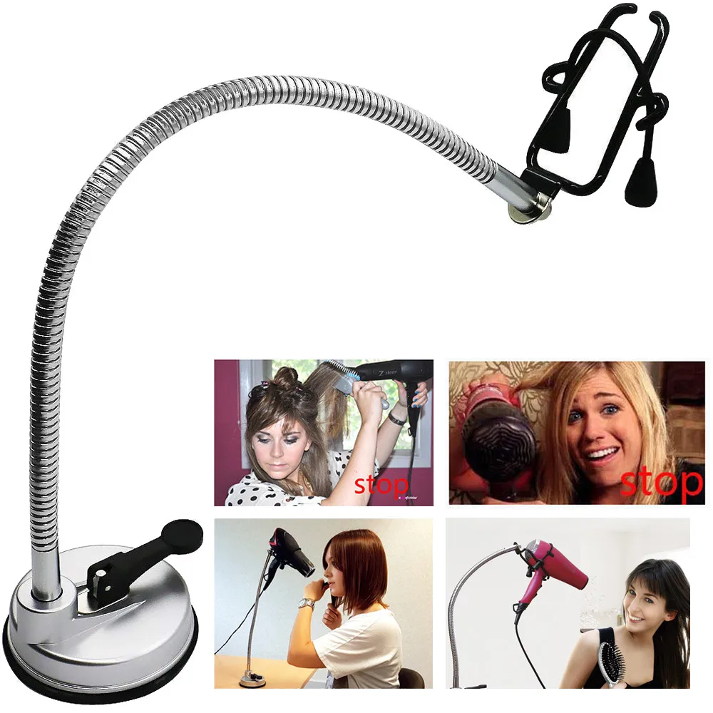 

2018 Stainless Steel Hands Free Hair Dryer Holder with Sucker 360 Degree Rotation 9.13