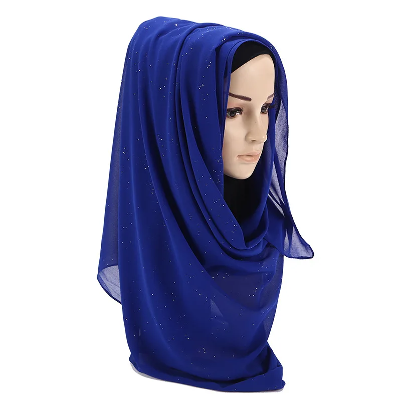 HOT SALE 2018 Women Chiffon Muslim Hijab Scarf Shiny Glitter Hijabs