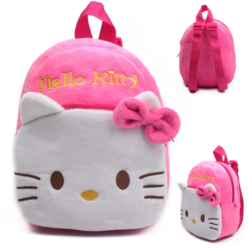 Розовый школьный рюкзак для девочек с мультяшным дизайном, милый плюшевый рюкзак с Микки и Минни для детей - Цвет: kitty white