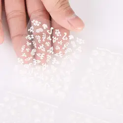 24 простыни красота Цветочный дизайн Bronzing белый Фольга Дизайн ногтей Стикеры наклейки 3D маникюрные трафареты наклейки для ногтей советы