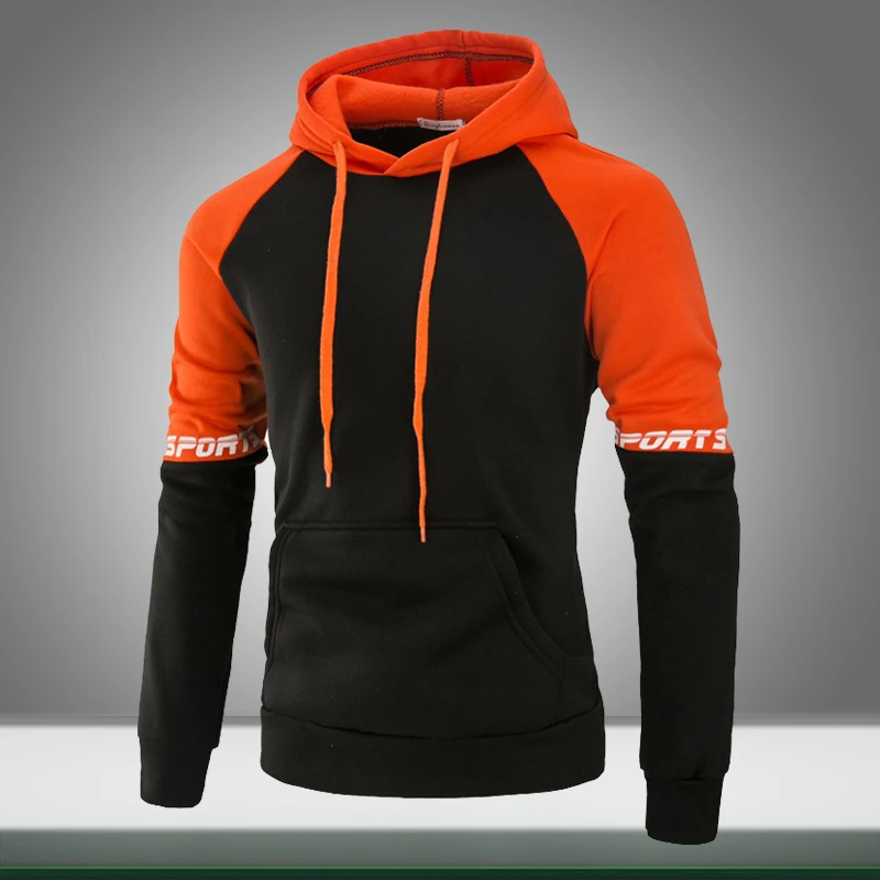 

2019 Men Hoodies Casual Patchwork Autumn New Male Slim Fit Hooded Sweatshirts Hip Hop Mens Sportswear Pullover Moletom Masculino