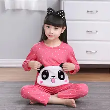 Весенне-осенний хлопоковый домашний комплект для девочек, весенне-осенний детский простой комплект, Детская Хлопковая пижама комплект в горошек