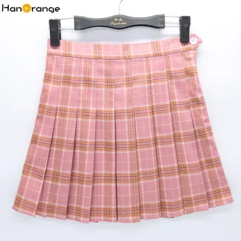 

Button Fly Skirt with Safety Pant Preppy Style High Waist College Pleated Girls Plaid Skirts