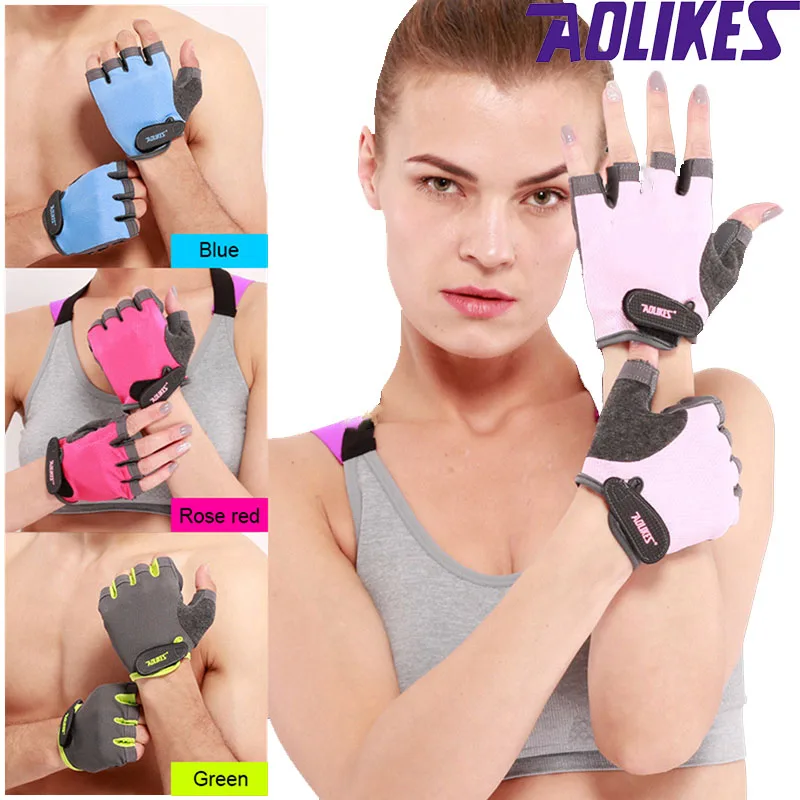 AOLIKES 1 Pair Gym Half Finger Gloves Sports Fitness Exercise Training Wrist Multifunction for