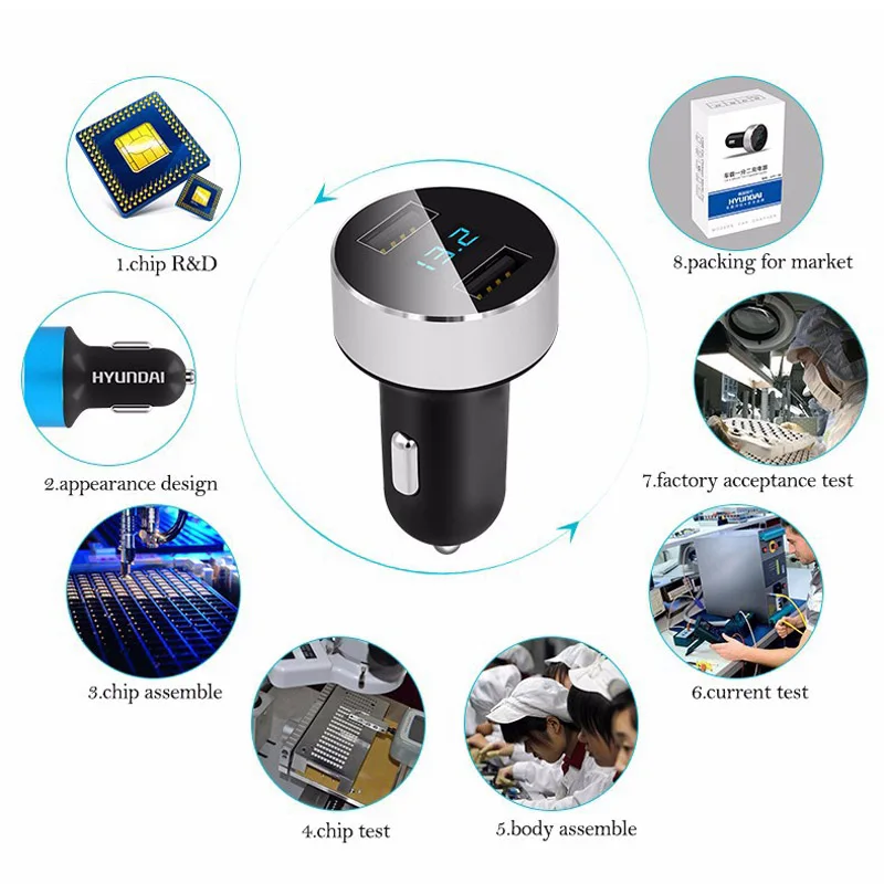 Автомобильное зарядное устройство 2 порта адаптер двойной USB 3.1A дисплей напряжение для iPhone cмартфоны Samsung NR