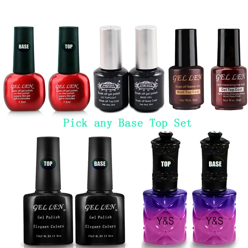 Gel Len Base Coat and Top Coat Set 8ml 15ml Long Lasting Soak off Gel