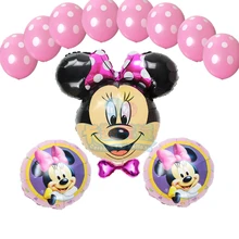 

Lovely 13pcs/lot mickey minnie Mouse set foil balloons polka dot helium latex globos baby shower birthday decoration ballons
