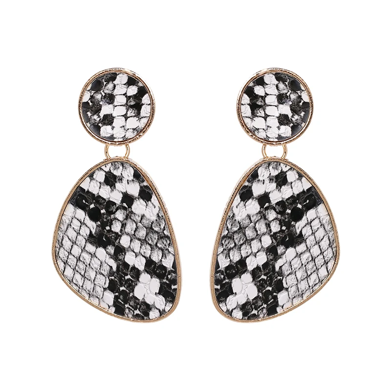 Винтажные висячие серьги FASHIONSNOOPS из змеиной кожи для женщин большие эффектные