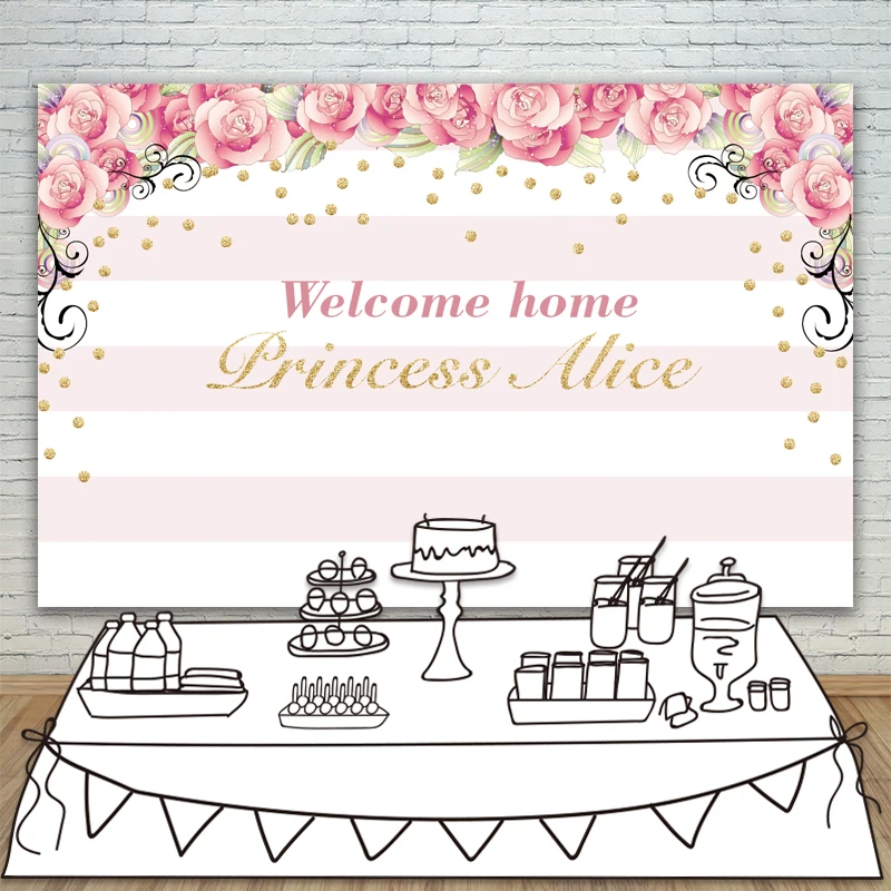us 9 58 31 off allenjoy backdrops baby shower background pink stripe rose gold circle birthday invitation celebration party customize in background background for birthday invitation