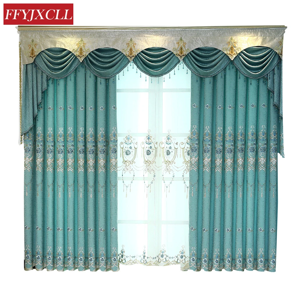 

Thicken Curtains Cloth Embroidered Blackout Curtains Valance for Living Room Curtains Tulle Fabric Kitchen Drapes Custom Made