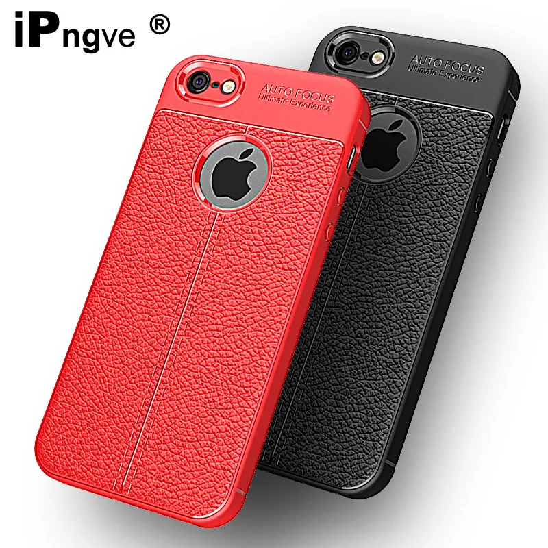 ipngve Litchi Leather texture Soft Silicone cover Case For iPhone 5s 5 SE 4.0 inch Back Cover