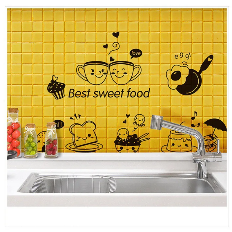Kitchen Wall Stickers Coffee Sweet Food DIY Wall Art Decal Decoration Oven Dining Hall Wallpapers PVC Wall Decals/Adhesive New