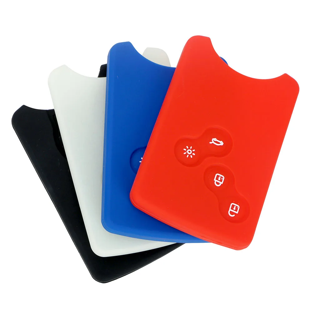 

LEEPEE 4 Button Silicone Car Key Cover For Renault Clio Logan Megane 2 3 Koleos Scenic Card Protector Holder