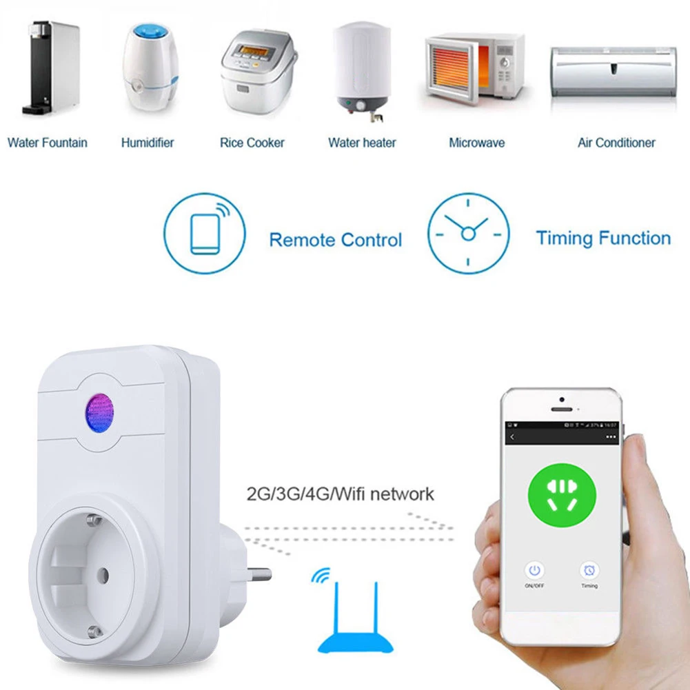 

Smart Socket Phone Timing WIFI Switch Socket APP Remote Voice Control Smart Home Adapter With EU Plug For Google Home Alexa Echo