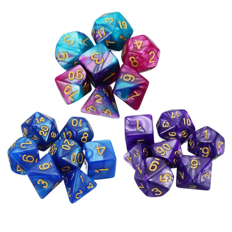 

7Pc/Set Entertainment Gaming Digital Dices D4-D20 Multi-sided Dices 3Colors Board Games Party Supplies Gift for TRPG Game Lovers