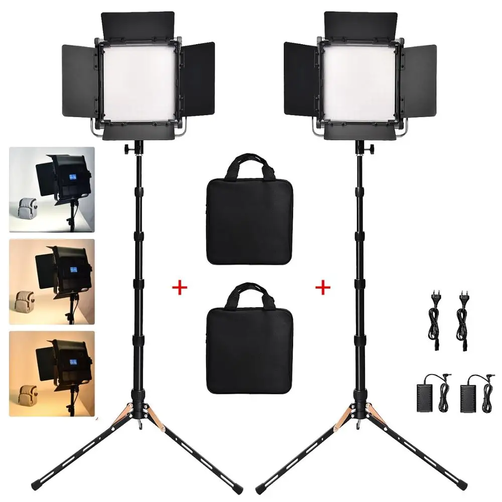 Fosoto 2 в 1 комплект LED видео свет 3200 5600K 40W фотографические лампы с штативами