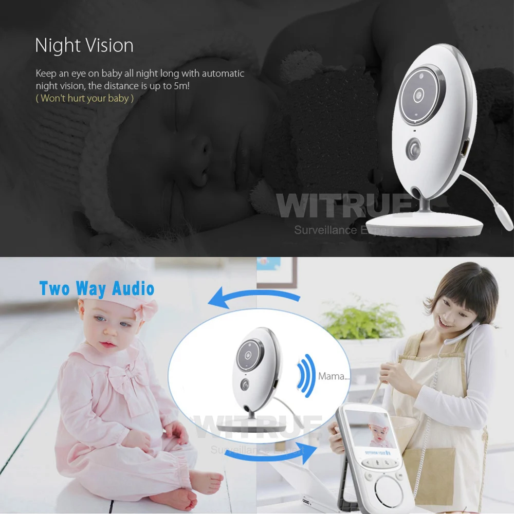 Witrue Baby Monitor VB605 2.4 Inch LCD Night Vision Audio Music Baby Camera Temperature Monitoring babysitter Video Nanny Witrue Baby Monitor VB605 2.4 Inch LCD Night Vision Audio Music Baby Camera Temperature Monitoring babysitter Video Nanny