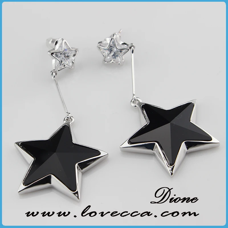 Hanging black jewellery earrings hanging rhinestone earring design Star shape for lady date decor | Украшения и аксессуары