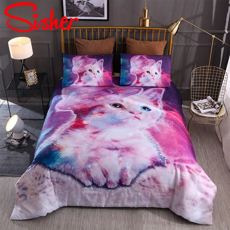 

Sisher Cute Bedding Set 3D Cartoon Duvet Cover Sets With Pillows Adult Bed Linen 2/3 Pcs Capa De Edredom