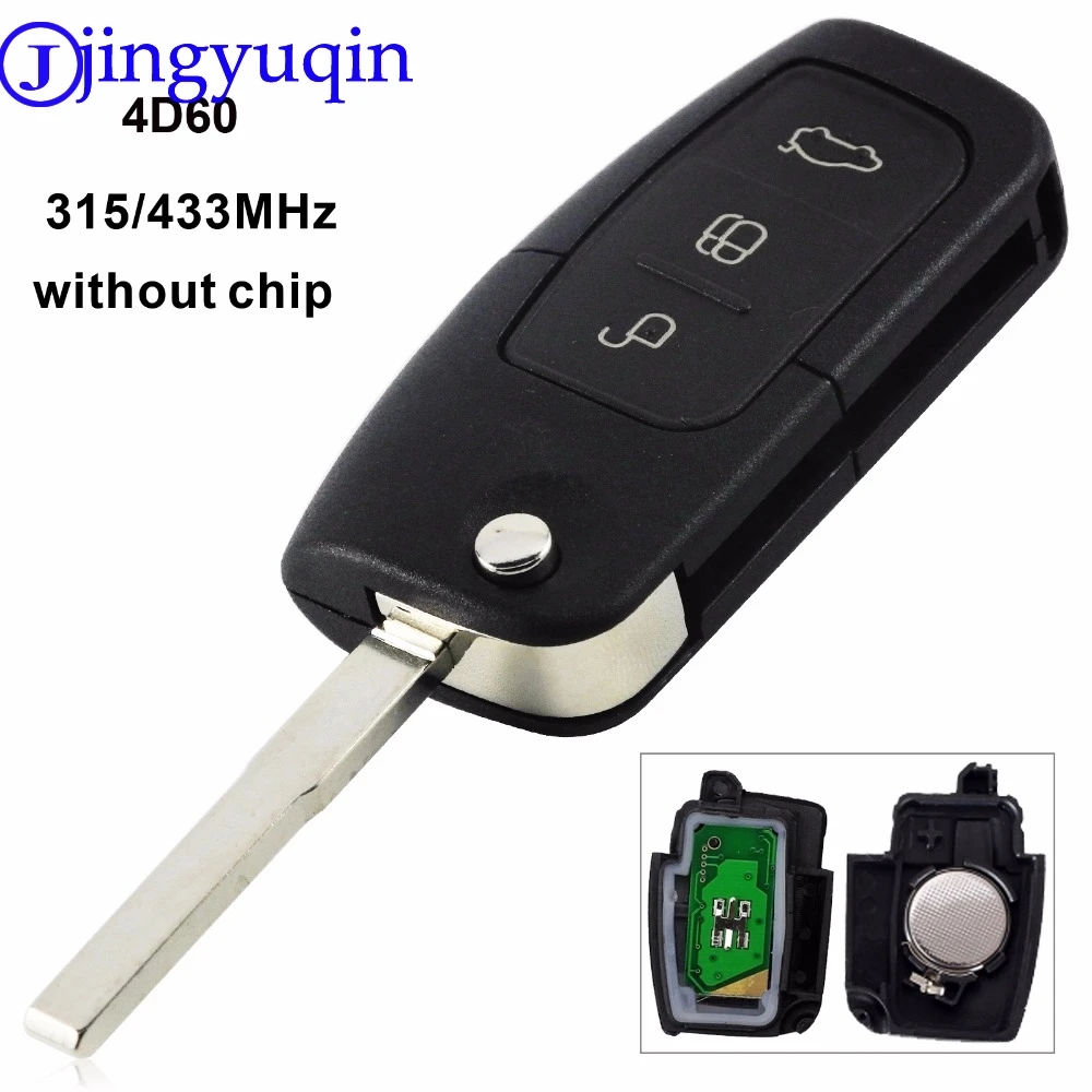 

jingyuqin ASK 315/433 MHz 3 Button Keyless Entry Remote Key Fob For Ford Focus Mondeo C Max S Max Galaxy Fiesta HU101 Blade