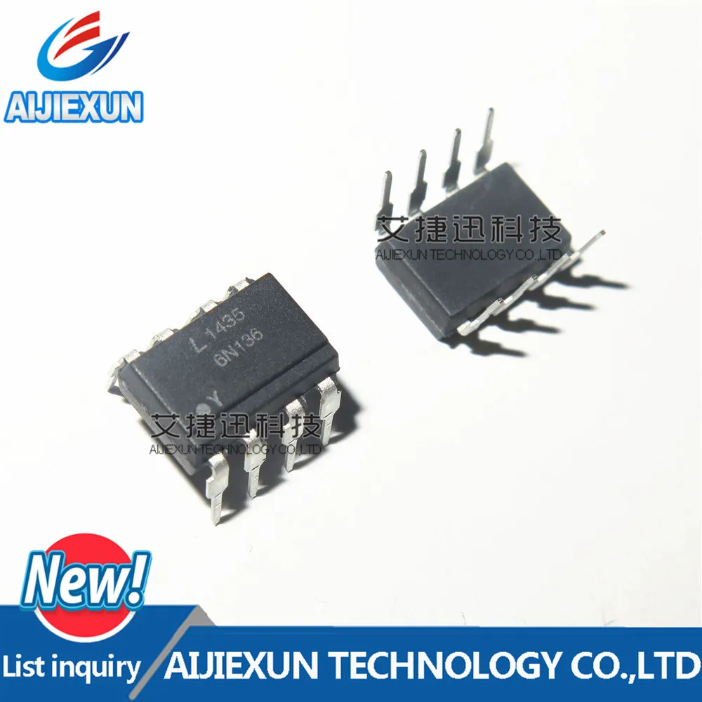 10Pcs 6N136 DIP8 Optocoupler DC IN 1 CH Transistor With Base DC OUT 8 Pin PDIP Tube in stock 100