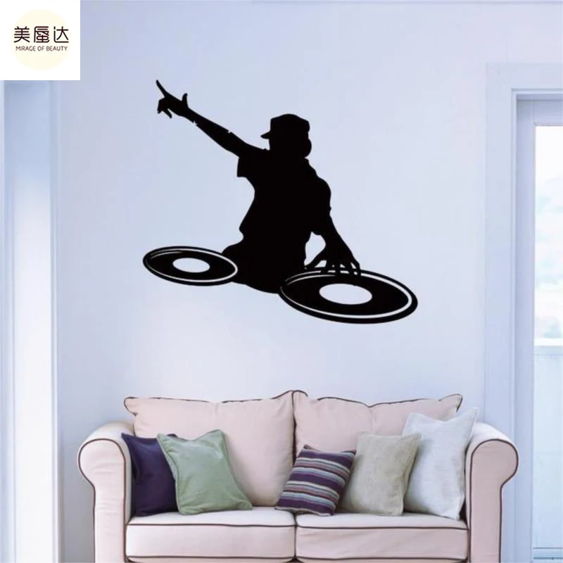 Disco Wall Stickers Vinyl DJ Music Youth Dee Jay Night ClubsWall