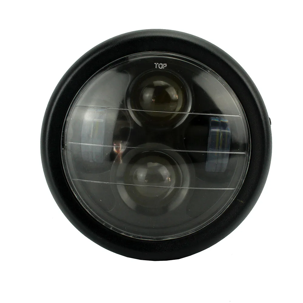 Черный Универсальный 6 5 &quotмотоцикл LED Проекция Кафе Racer фара для Harley Bobber Choppers HALO