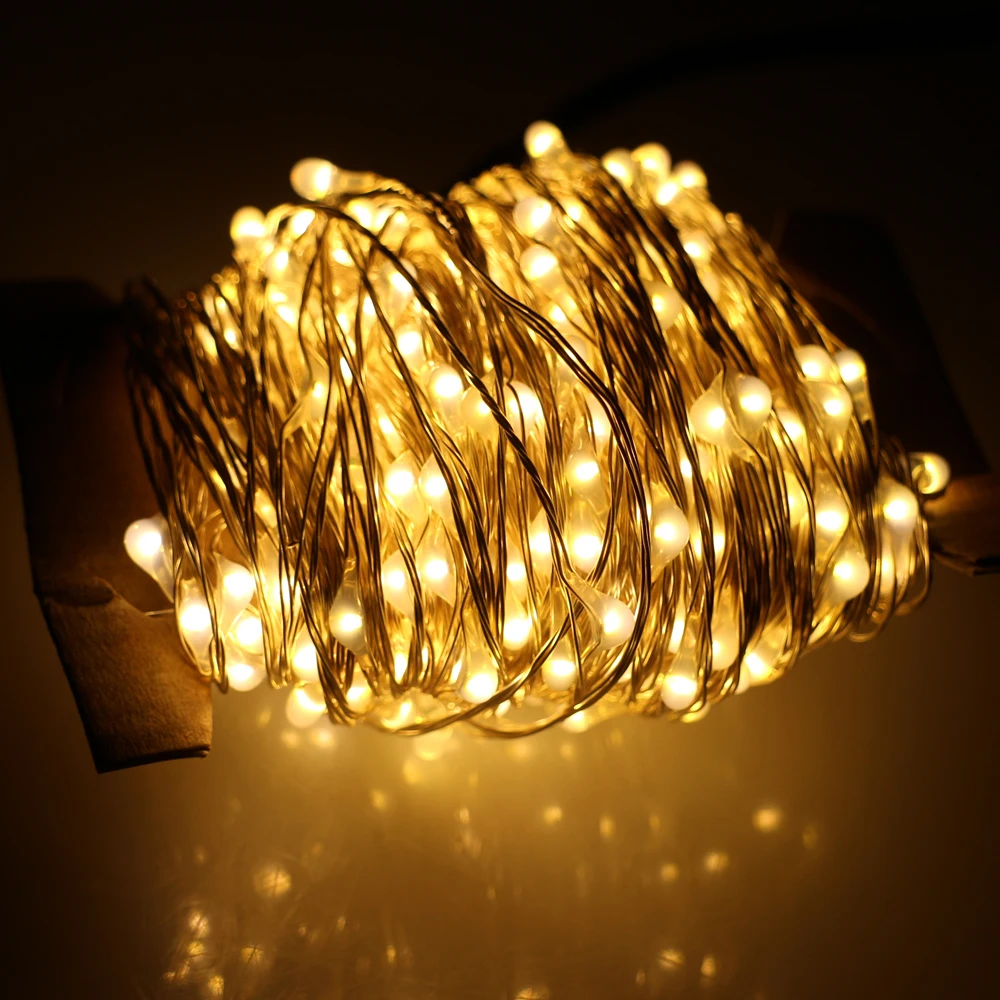 40 м 400 LED наружные рождественские сказочные огни теплый белый серебряный провод