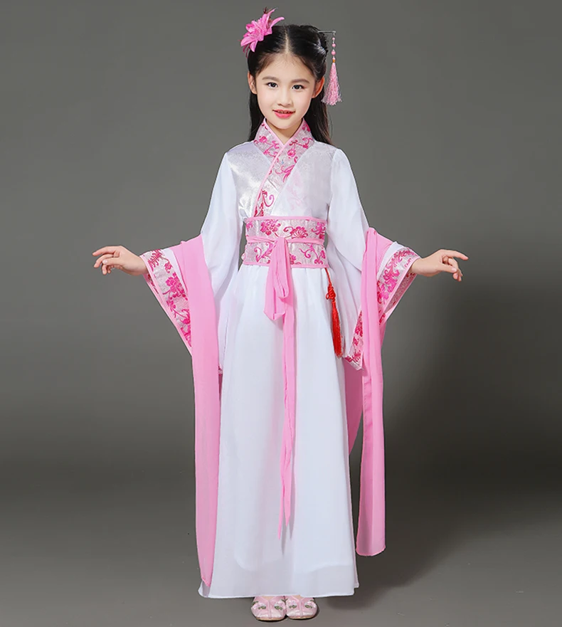 Платье в традиционном китайском стиле для девочек костюм ханьфу Древняя китайская Опера в стиле династии Тан в Корейском стиле ming костюм династии детская одежда в народном стиле Танцы детской одежды