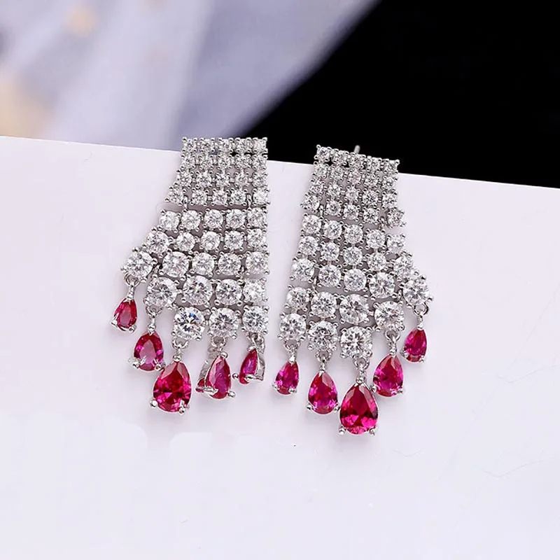 

Red Trees Brand 2018 New AAA Cubic Zircnia Earrings With 925 Sterling Silver Needle Sparkly Wedding Earrings For Brides