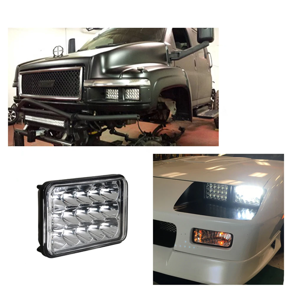 

ECAHAYAKU 2x 7Inch 45W Work Lights Inspection Lamp LED Light Bulbs Headlight 15 LED Light Bulbs Clear Lens Sealed Beam Headlight