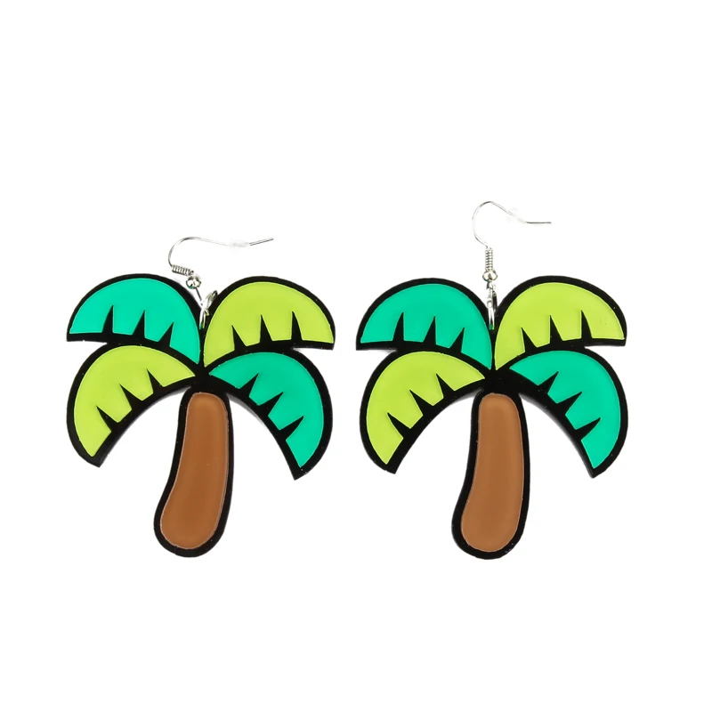 

Summer Beach Jewelry Women Acrylic Coconut Trees Drop Earrings