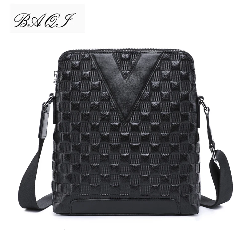

BAQI Brand Men Handbags Genuine Leather Cowhide Men Crossbody Messenger Bag Shoulder Bag 2019 Fashion High Quality Business Bag