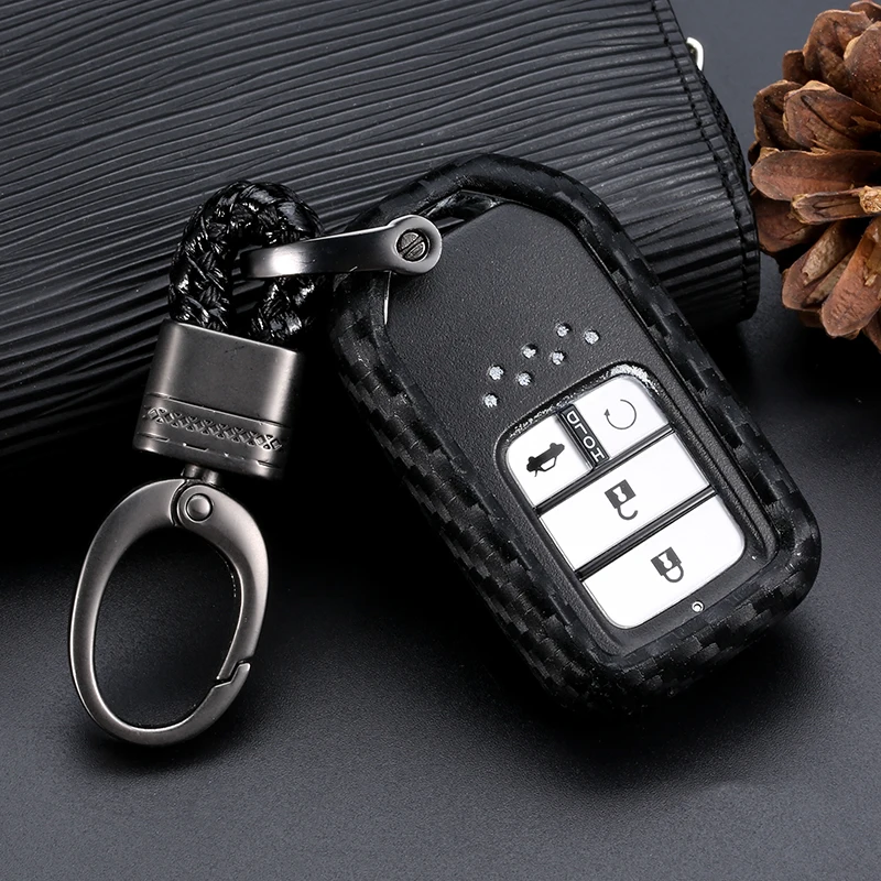 

Carbon Fiber Silica gel Car Key Case For Honda Accord Civic CR-V CR-Z HR-V Pilot Smart key Silicone key Cover