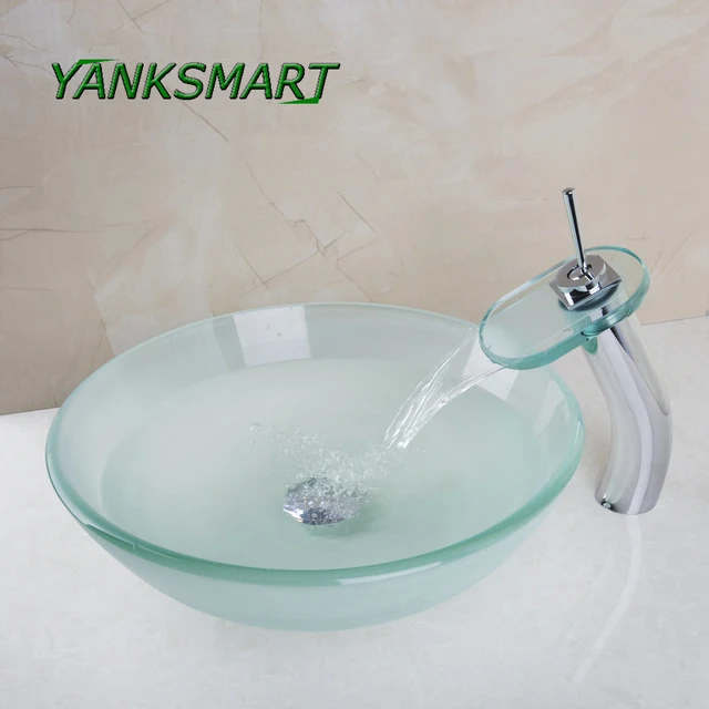 yanksmart scrub waterfall basin tap bathroom sink washbasin glass