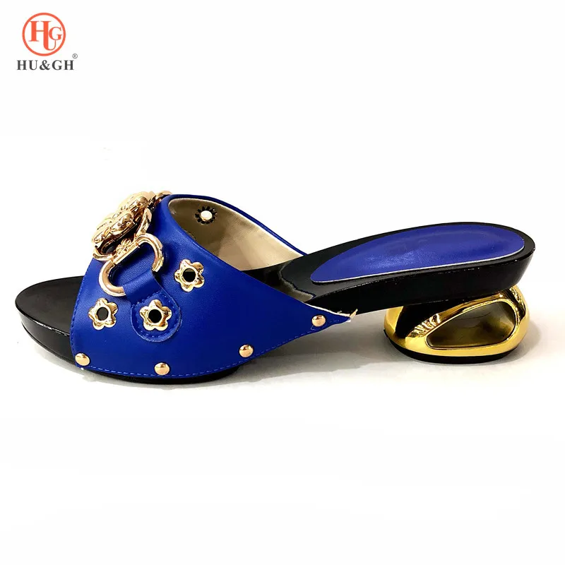Итальянская обувь Королевского синего цвета на низком квадратном каблуке, лидер продаж, женские босоножки в африканском стиле, комплект для свадебной вечеринки, итальянская обувь