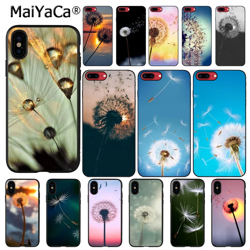 

MaiYaCa Beautiful scenery dandelion Black Soft Shell Phone Cover for Apple iPhone 7 8 6 6S Plus X XS MAX 5 5S SE XR Cover