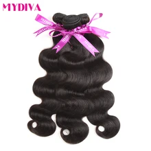 Mydiva Brazilian Body Wave Hair Weave Bundles 10-28 Inch 100% Human Hair Extension 3 Bundles Non Remy Natural Color Free Ship