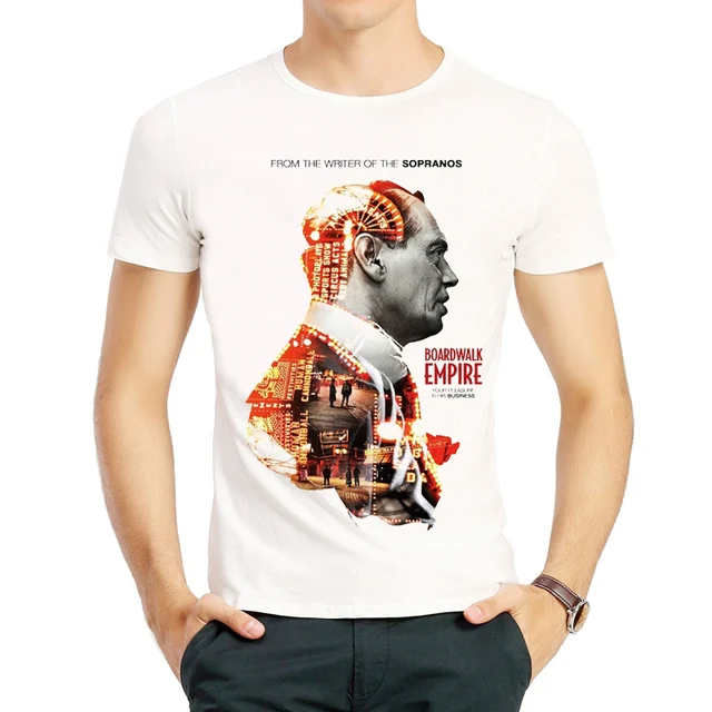 Boardwalk Empire T Shirt Fashion Mens Short Sleeve White Color