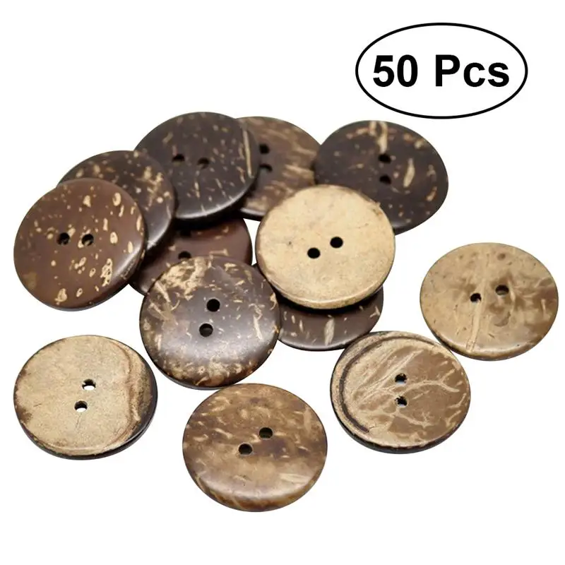 50PCS 2 Holes 15MM Round Green Wooden Coconut Buttons Coating Press Studs Snaps for Shirt Scrapbook Home Textile Sewing