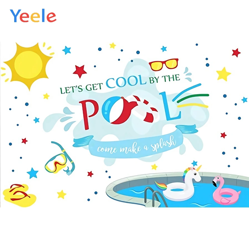 Yeele Swimming Pool Party Sun Unicorn Duck Stars Sunglass Summer Photography Background Photographic Backdrops for Photo Studio |