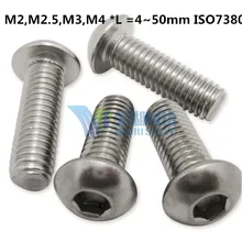(50 шт./лот) M2, M2.5, M3, m4 * l = 4 ~ 50 мм ISO7380 Нержавеющая сталь A2 Шестигранная кнопку головкой игрушка винт