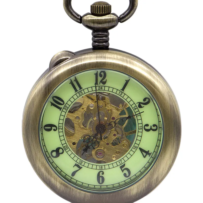 

Retro Roman Numbers Analog Display Pocket Watch Open Face Mechanical Pendant Clock with Necklace Chain for Men Women PJX1391